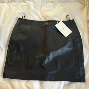 Sezane Black Leather Skirt